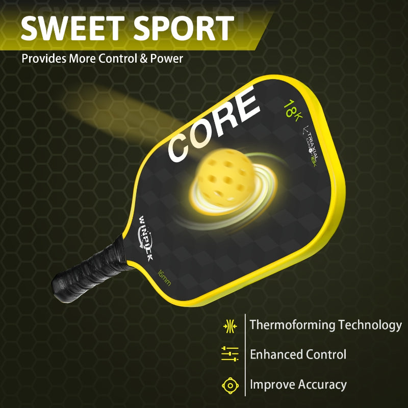 Pro-Comp ThermoForce T700 Carbon Fiber 18K Textured 16mm Pickleball Paddle PP Honeycomb Core | Solar Core