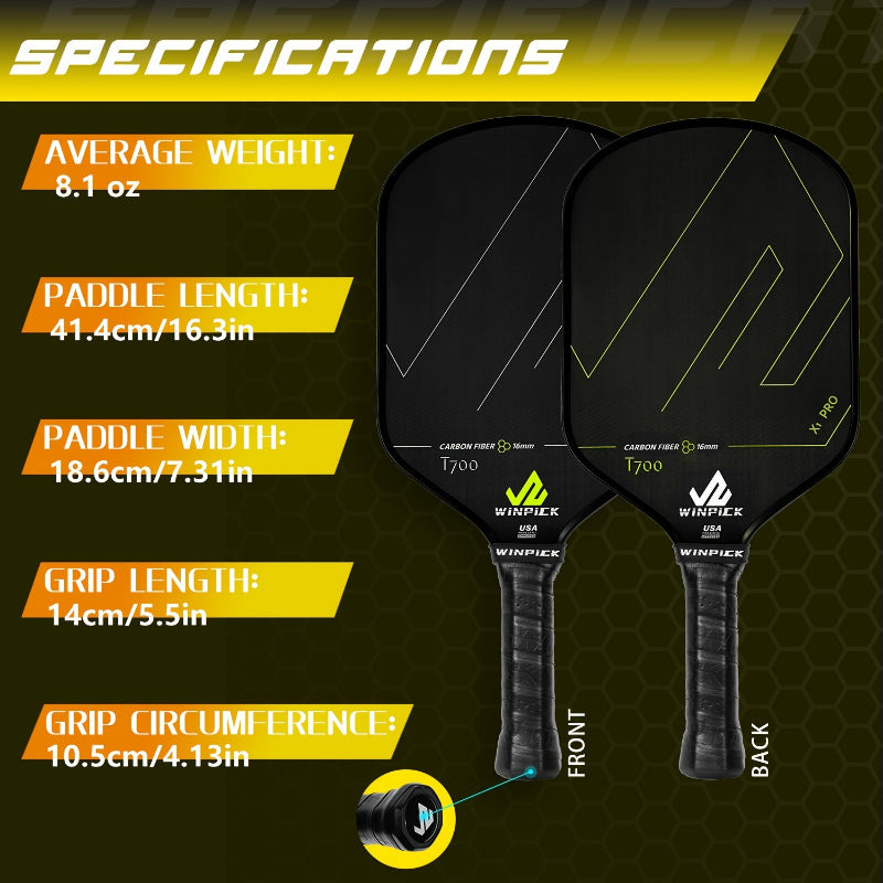 ThermoForce T700 Carbon Fiber 16mm Pickleball Paddle PP Honeycomb Core | Glacier