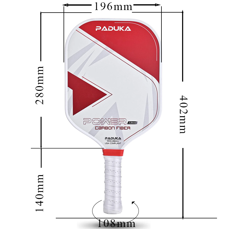 ThermoForce T700 Carbon Fiber 13mm Pickleball Paddle PP Honeycomb Core | Red Falcon