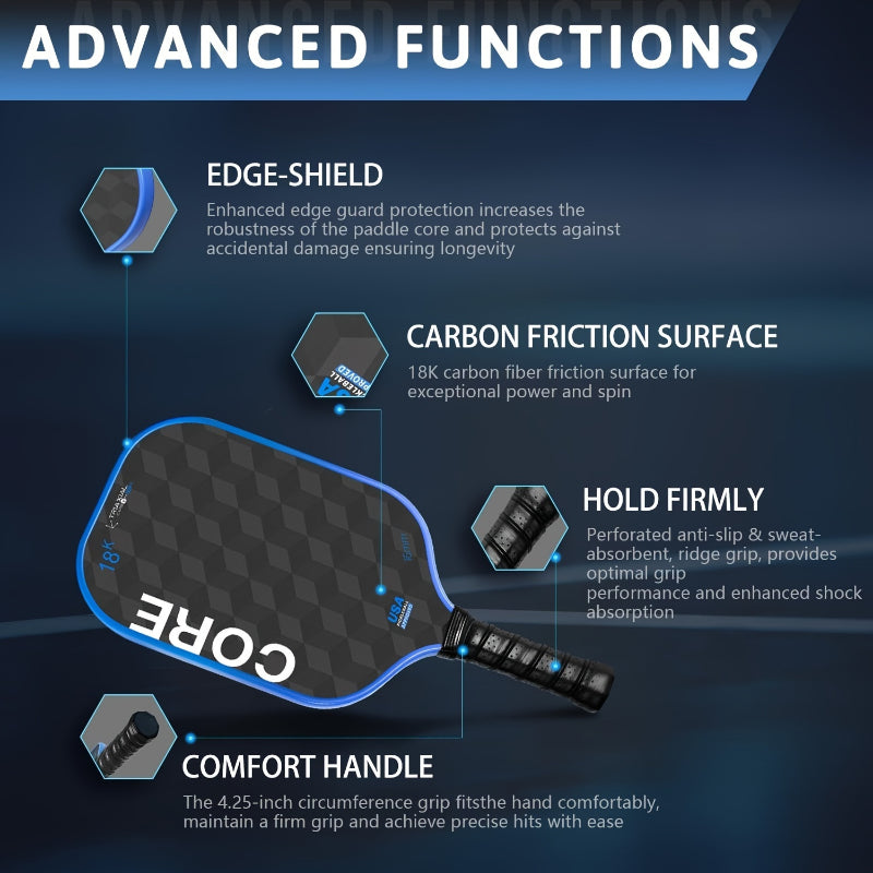 Pro-Comp ThermoForce T700 Carbon Fiber 18K Textured 16mm Pickleball Paddle PP Honeycomb Core | Cobalt Core