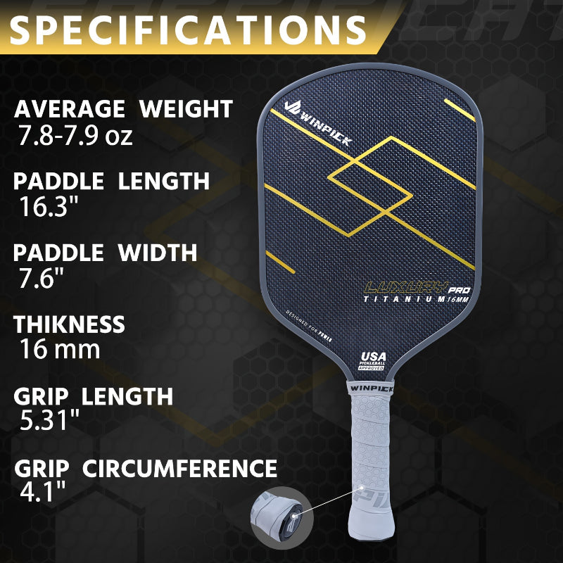 ThermoForce Titanium T700 Carbon Fiber 16mm Pickleball Paddles PP Honeycomb Core | Auric