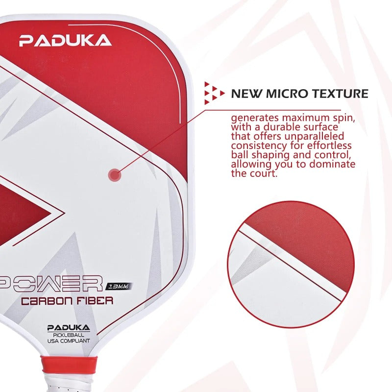 ThermoForce T700 Carbon Fiber 13mm Pickleball Paddle PP Honeycomb Core | Red Falcon