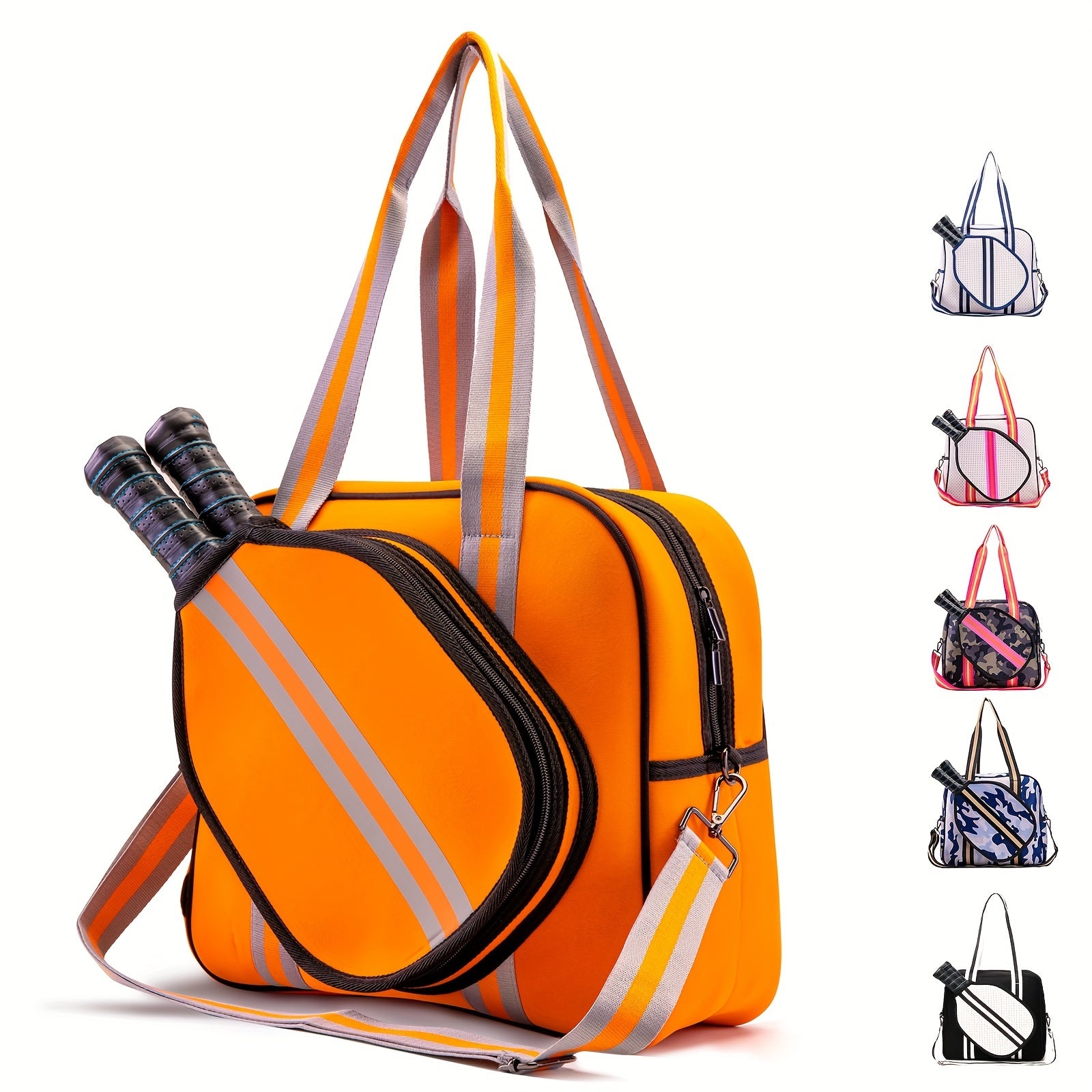 Crossbody Sling Pickleball Bag with Shoulder Strap - Portable Sports Bag for Men and Women - Pickleball Holder Handbag | Sunburst Orange