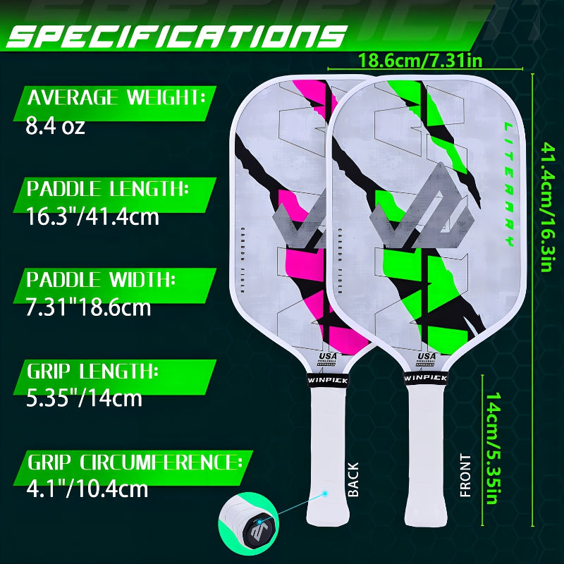 ThermoForce T700 Carbon Fiber 16mm Pickleball Paddle PP Honeycomb Core | Literary Arc