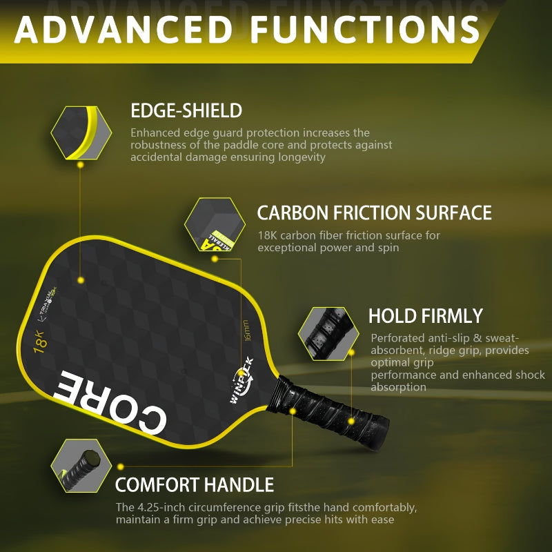 Pro-Comp ThermoForce T700 Carbon Fiber 18K Textured 16mm Pickleball Paddle PP Honeycomb Core | Solar Core