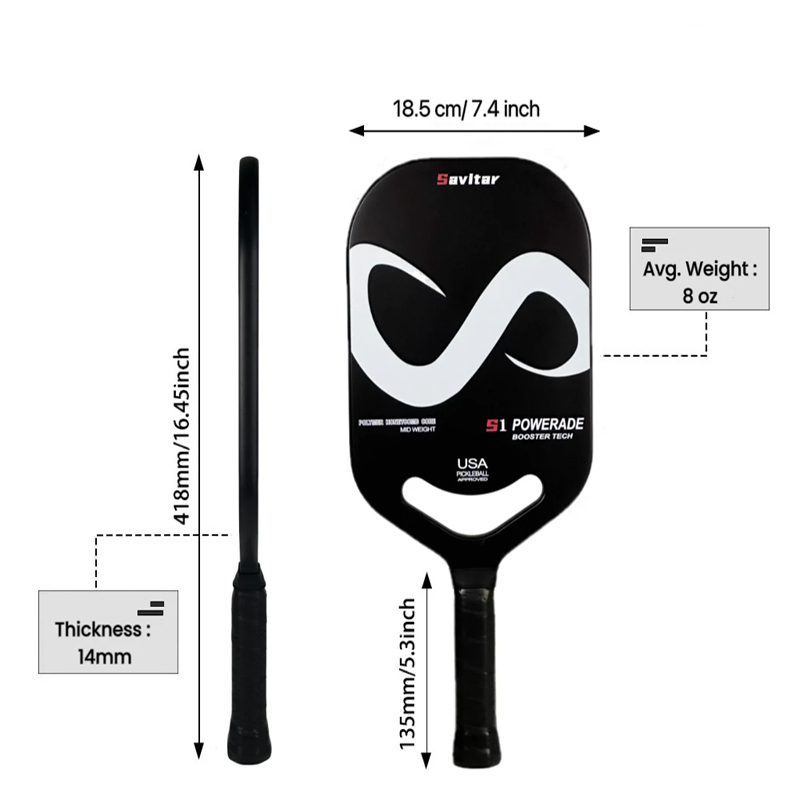 ThermoForce T700 Carbon Fiber 14mm Pickleball Paddle PP Honeycomb Core | Infinity S1