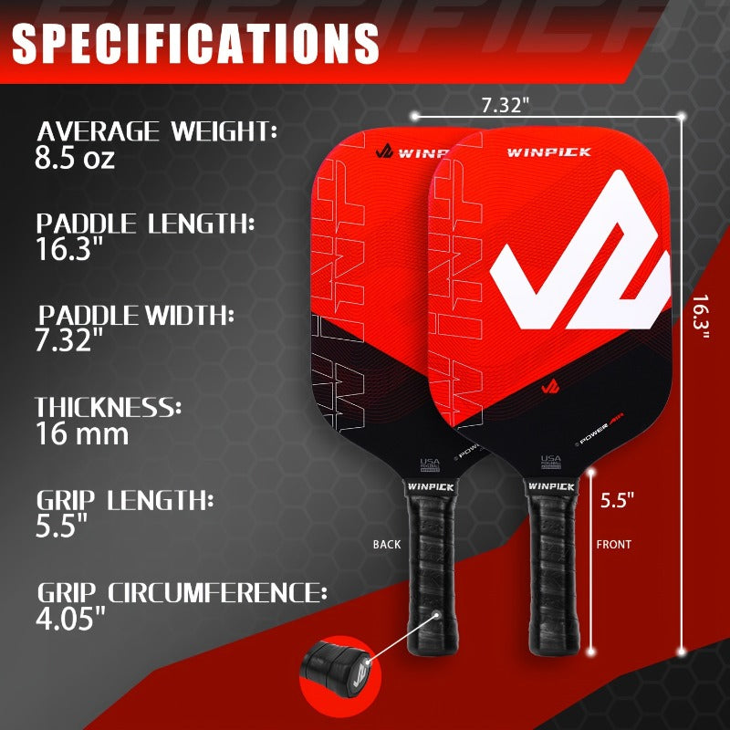 ThermoForce T700 Carbon Fiber 16mm Pickleball Paddle PP Honeycomb Core | Pyro