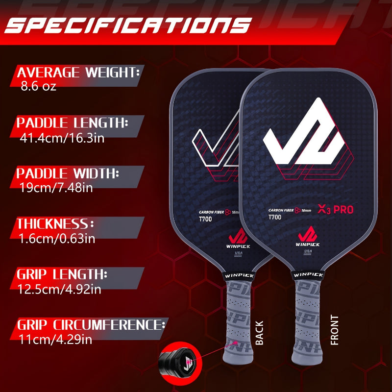 ThermoForce T700 Carbon Fiber 16mm Pickleball Paddle PP Honeycomb Core | Nebula