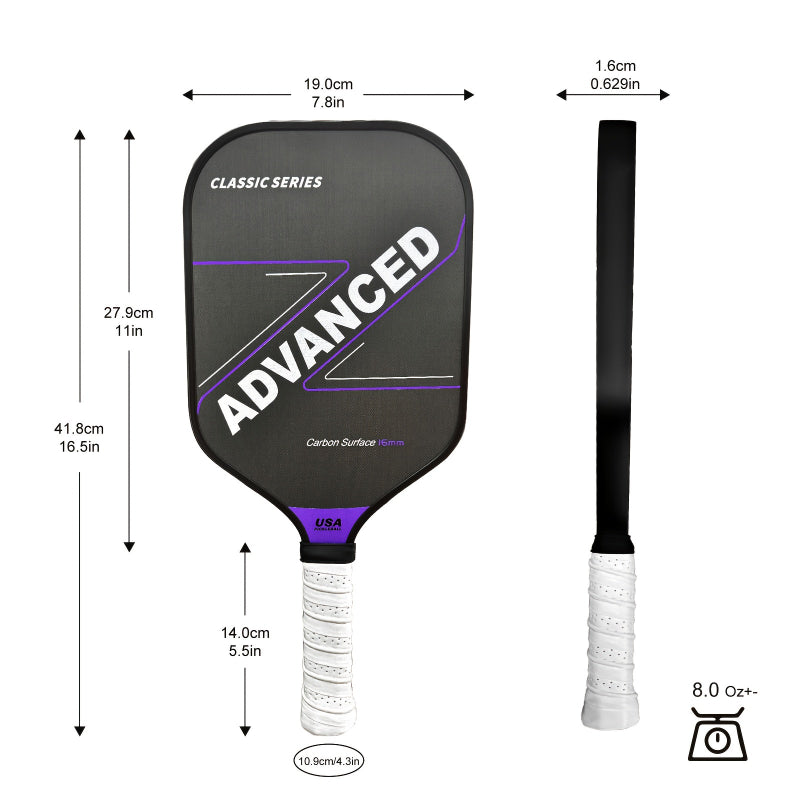 ThermoForce T700 Carbon Fiber 16mm Pickleball Paddle PP Honeycomb Core | Amethyst