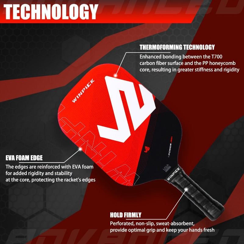 ThermoForce T700 Carbon Fiber 16mm Pickleball Paddle PP Honeycomb Core | Pyro