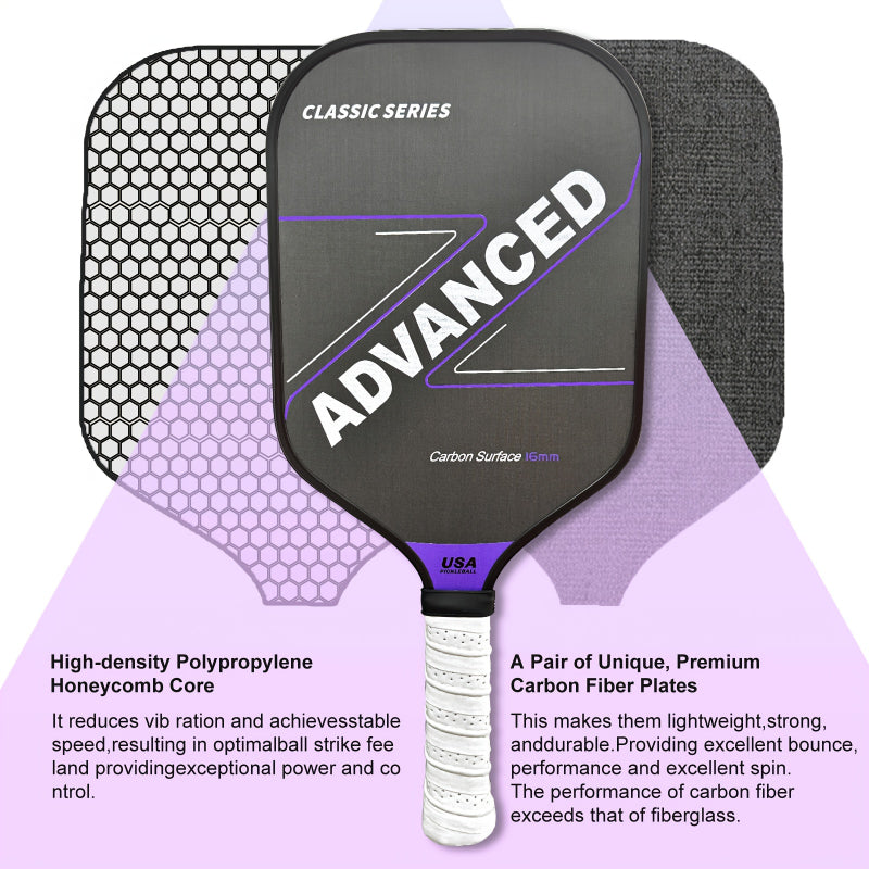 ThermoForce T700 Carbon Fiber 16mm Pickleball Paddle PP Honeycomb Core | Amethyst