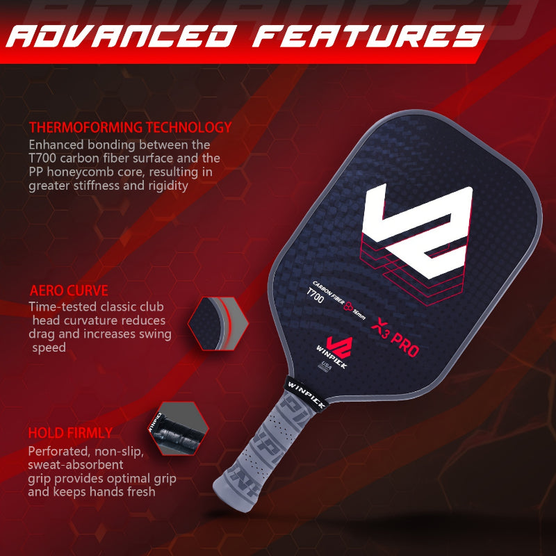 ThermoForce T700 Carbon Fiber 16mm Pickleball Paddle PP Honeycomb Core | Nebula