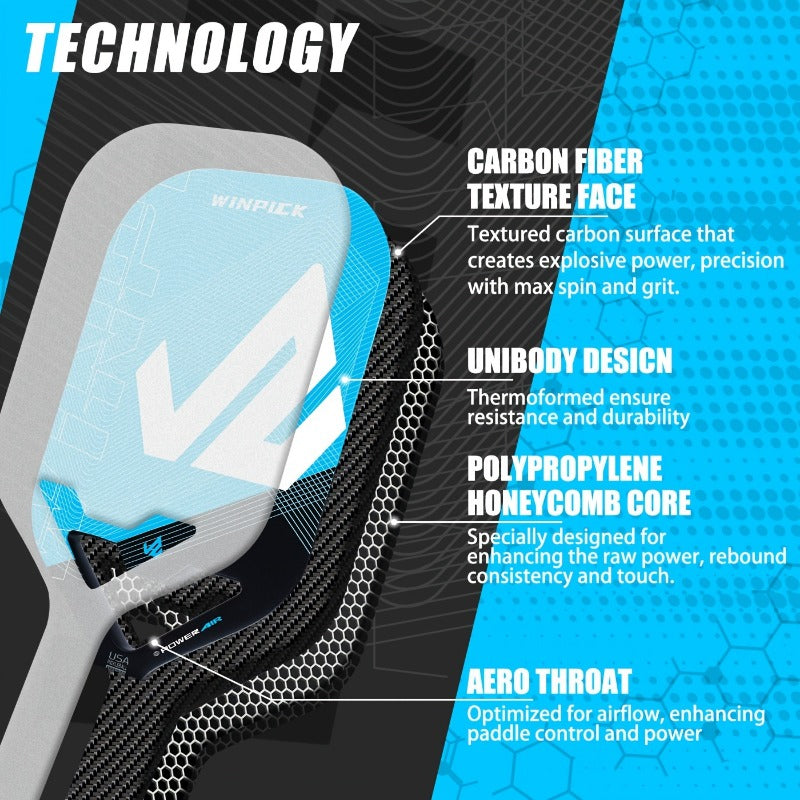 ThermoForce T700 Carbon Fiber 16mm Pickleball Paddle PP Honeycomb Core | Zephyr