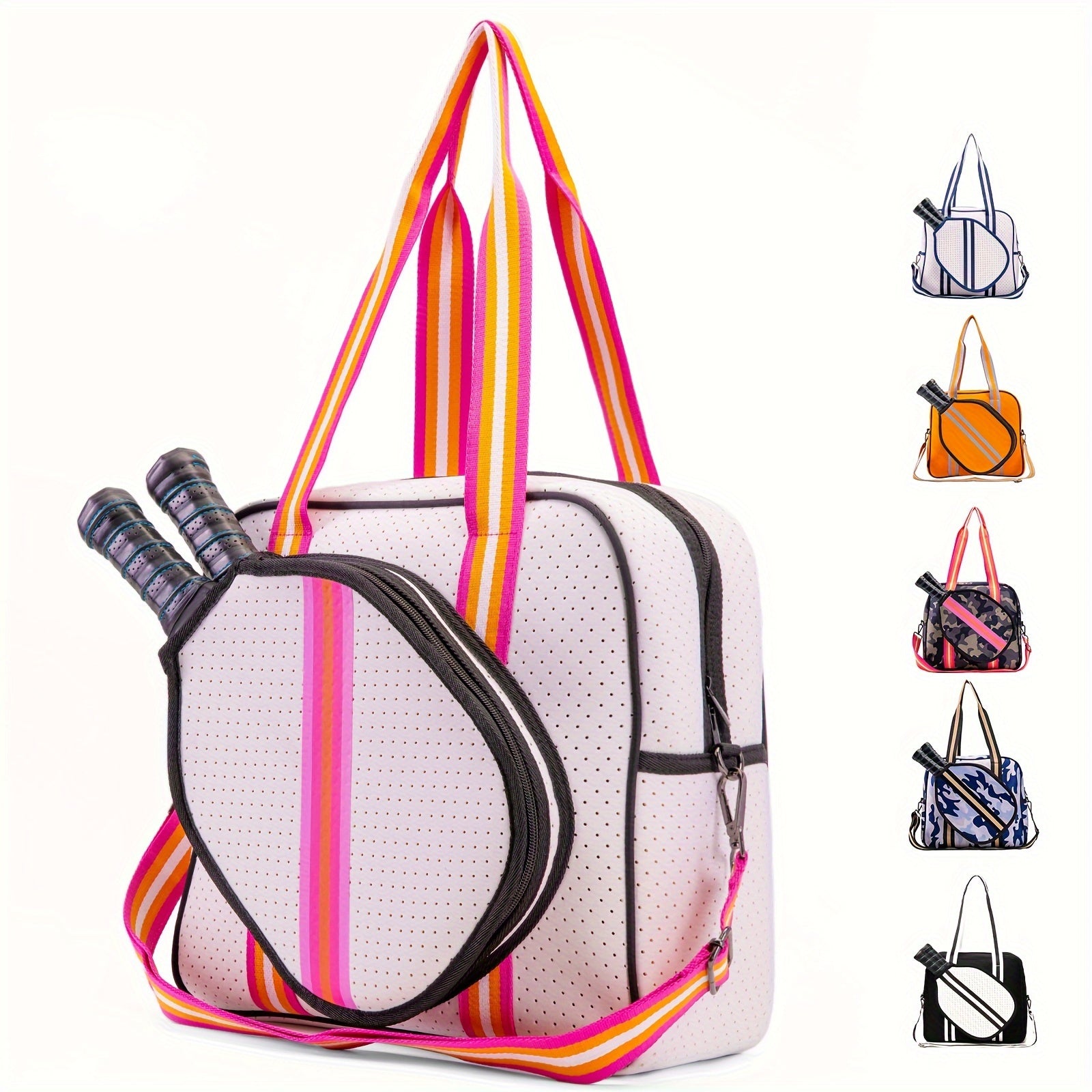 Crossbody Sling Pickleball Bag with Shoulder Strap - Portable Sports Bag for Men and Women - Pickleball Holder Handbag | Tropical Stripes