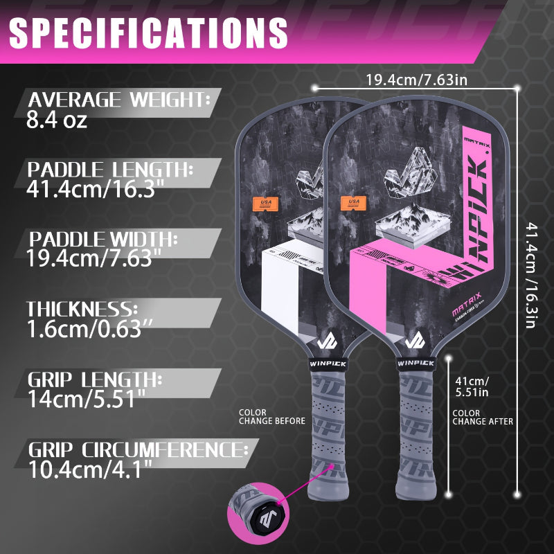 ThermoForce T700 Carbon Fiber 16mm Pickleball Paddle PP Honeycomb Core | RoséGlow