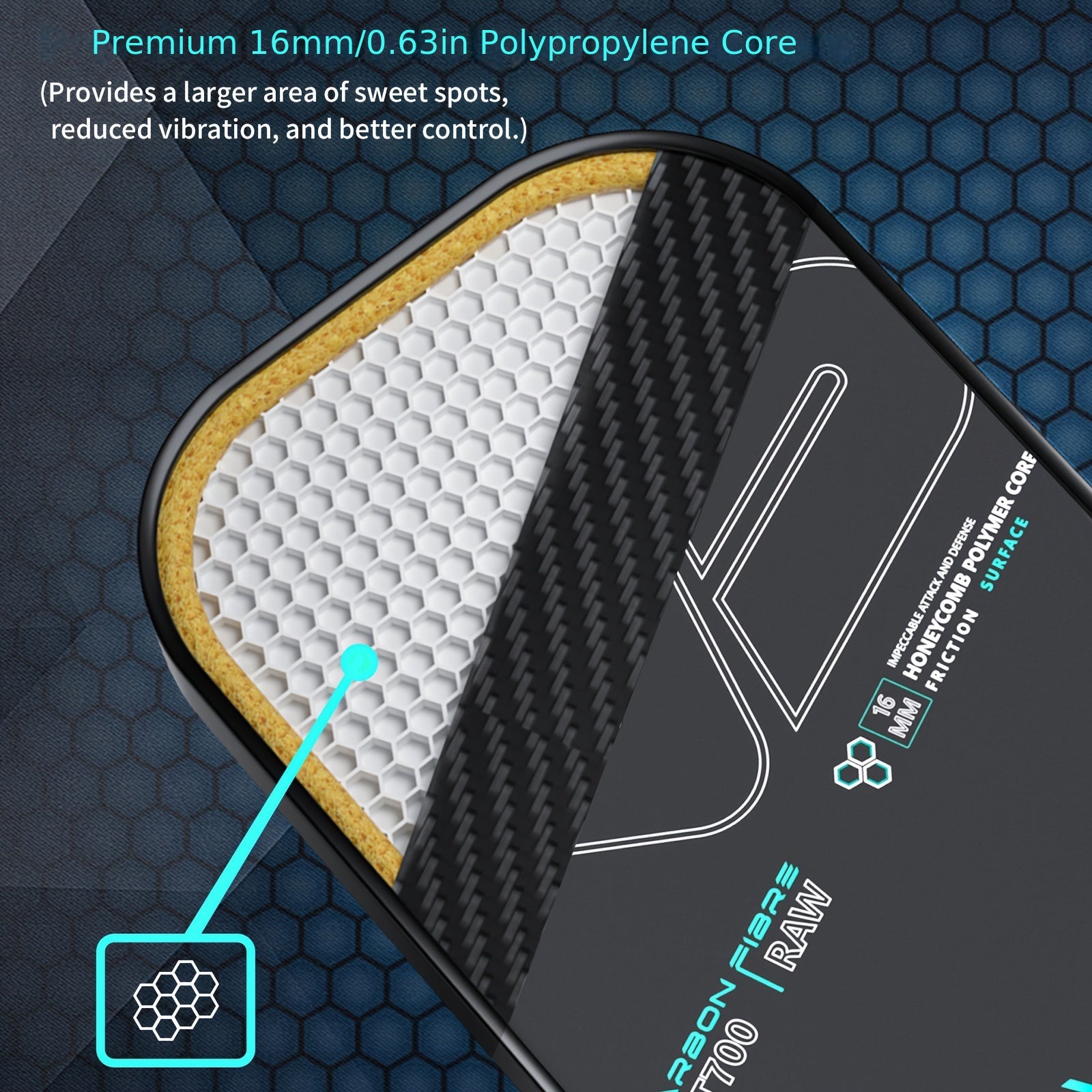 ThermoForce T700 Carbon Fiber 16mm Pickleball Paddle PP Honeycomb Core | Evo