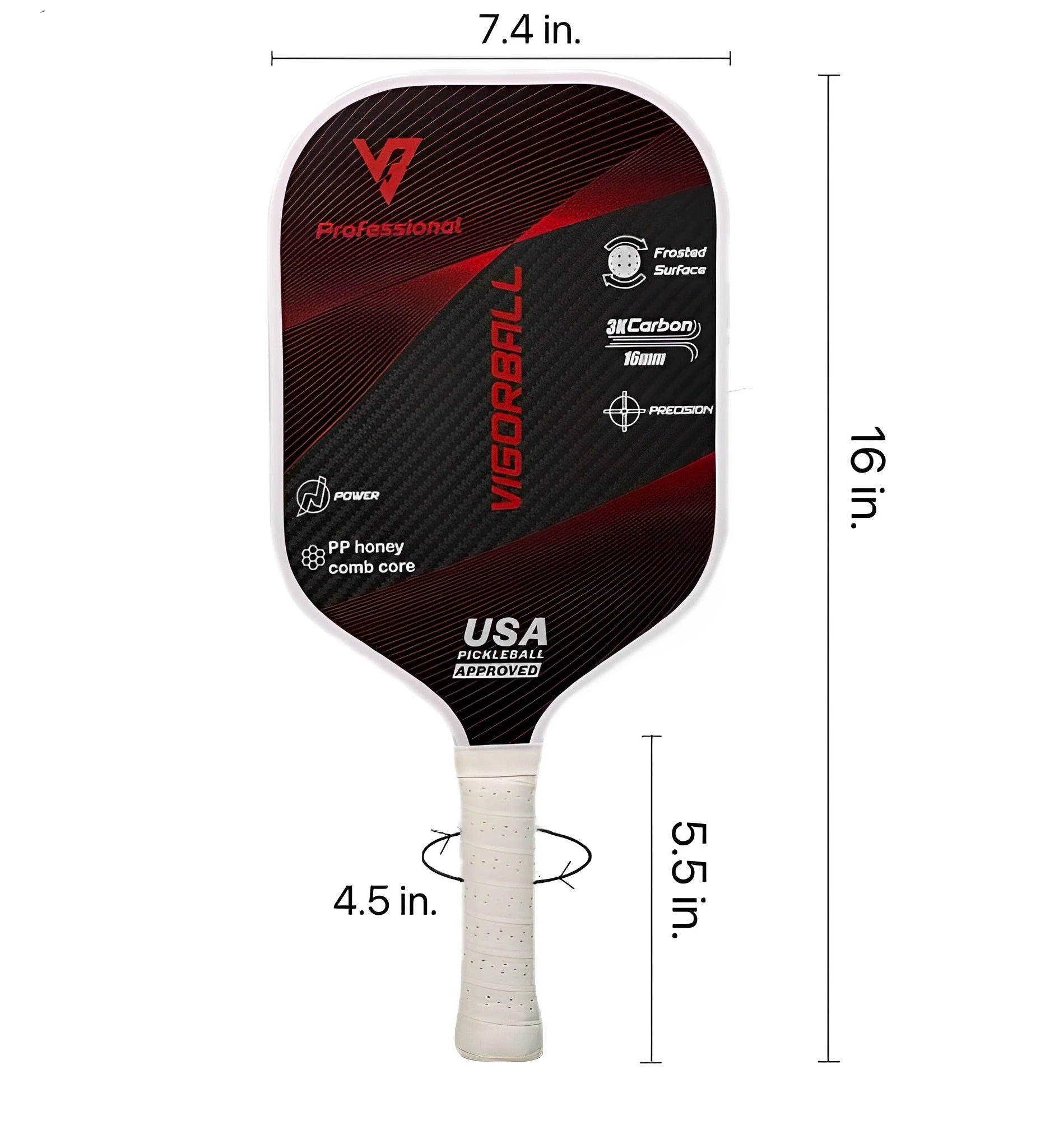 Pro-Comp ThermoForce T700 Carbon Fiber 3K Textured 16mm Pickleball Paddle PP Honeycomb Core | Aetheris