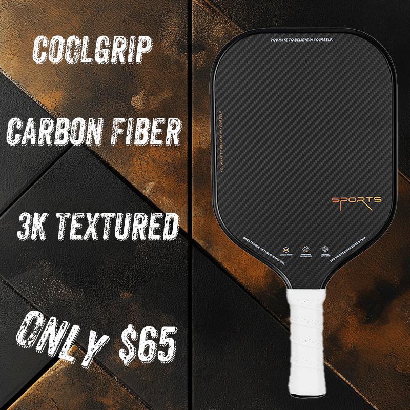 Coolgrip T300 Carbon Fiber 3K Textured 16mm Pickleball Paddle PP Honeycomb Core | Black Hawk