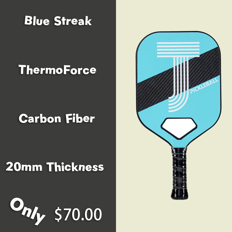 ThermoForce T300 Carbon Fiber 20mm Pickleball Paddle PP Honeycomb Core | Blue Streak