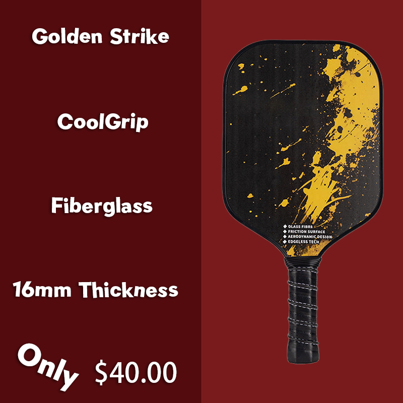 CoolGrip Fiberglass 16mm Pickleball Paddle PP Honeycomb Core | Golden Strike