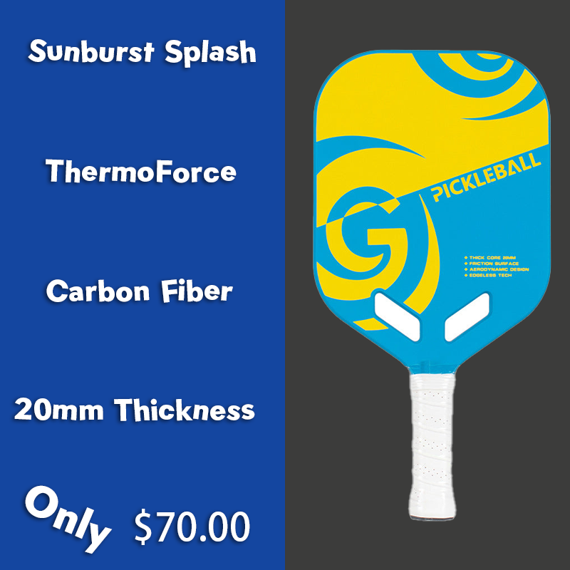 ThermoForce T300 Carbon Fiber 20mm Pickleball Paddle PP Honeycomb Core | Sunburst Splash