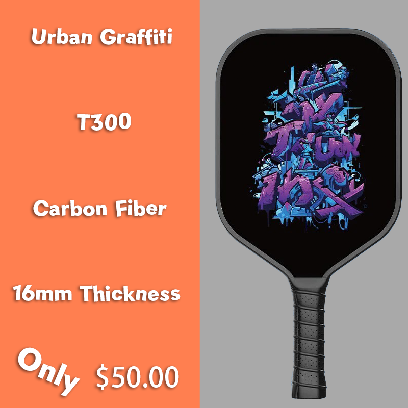 CoolGrip T300 Carbon Fiber 16mm Pickleball Paddle PP Honeycomb Core | Urban Graffiti