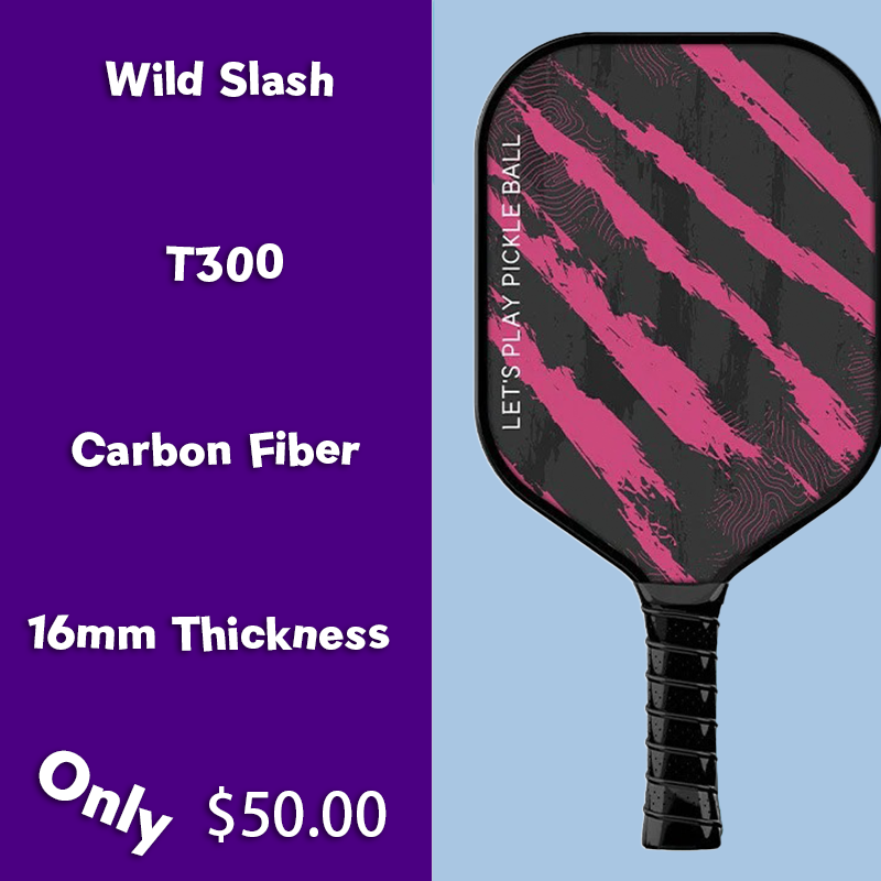 CoolGrip T300 Carbon Fiber 16mm Pickleball Paddle PP Honeycomb Core | Wild Slash