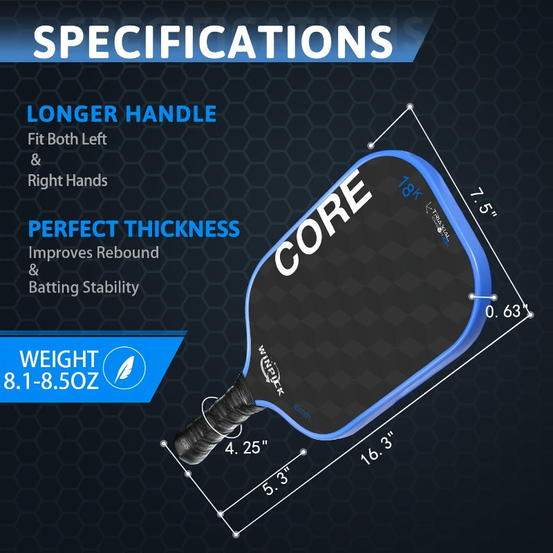 Pro-Comp ThermoForce T700 Carbon Fiber 18K Textured 16mm Pickleball Paddle PP Honeycomb Core | Cobalt Core