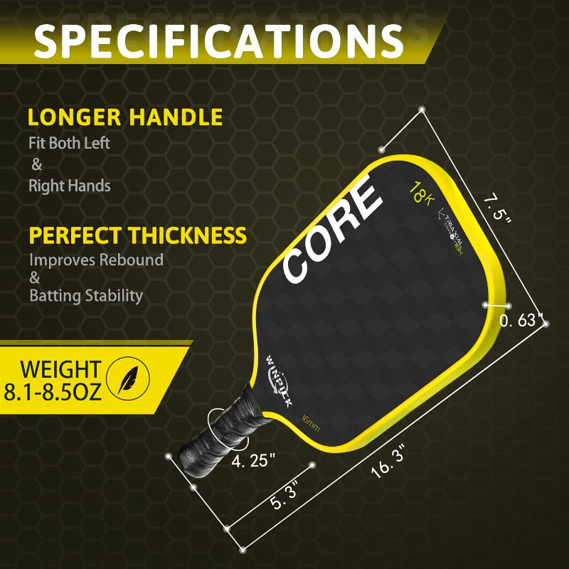 Pro-Comp ThermoForce T700 Carbon Fiber 18K Textured 16mm Pickleball Paddle PP Honeycomb Core | Solar Core