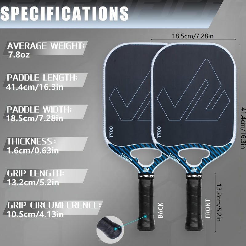 ThermoForce T700 Carbon Fiber 16mm Pickleball Paddle PP Honeycomb Core | Iceflow