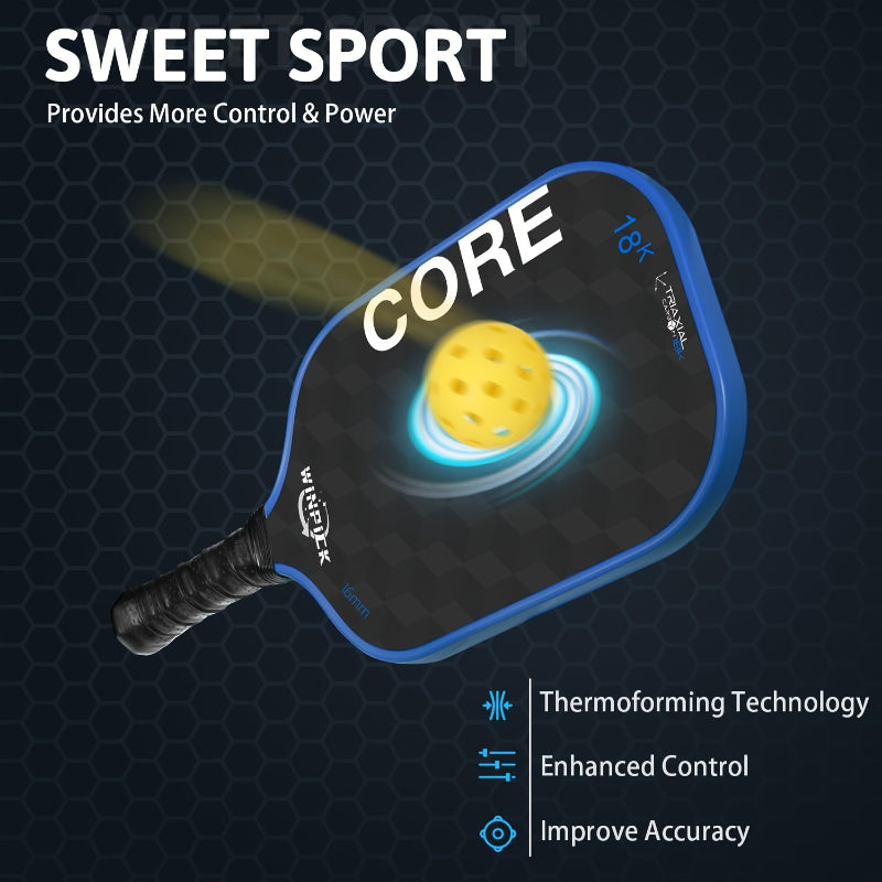 Pro-Comp ThermoForce T700 Carbon Fiber 18K Textured 16mm Pickleball Paddle PP Honeycomb Core | Cobalt Core