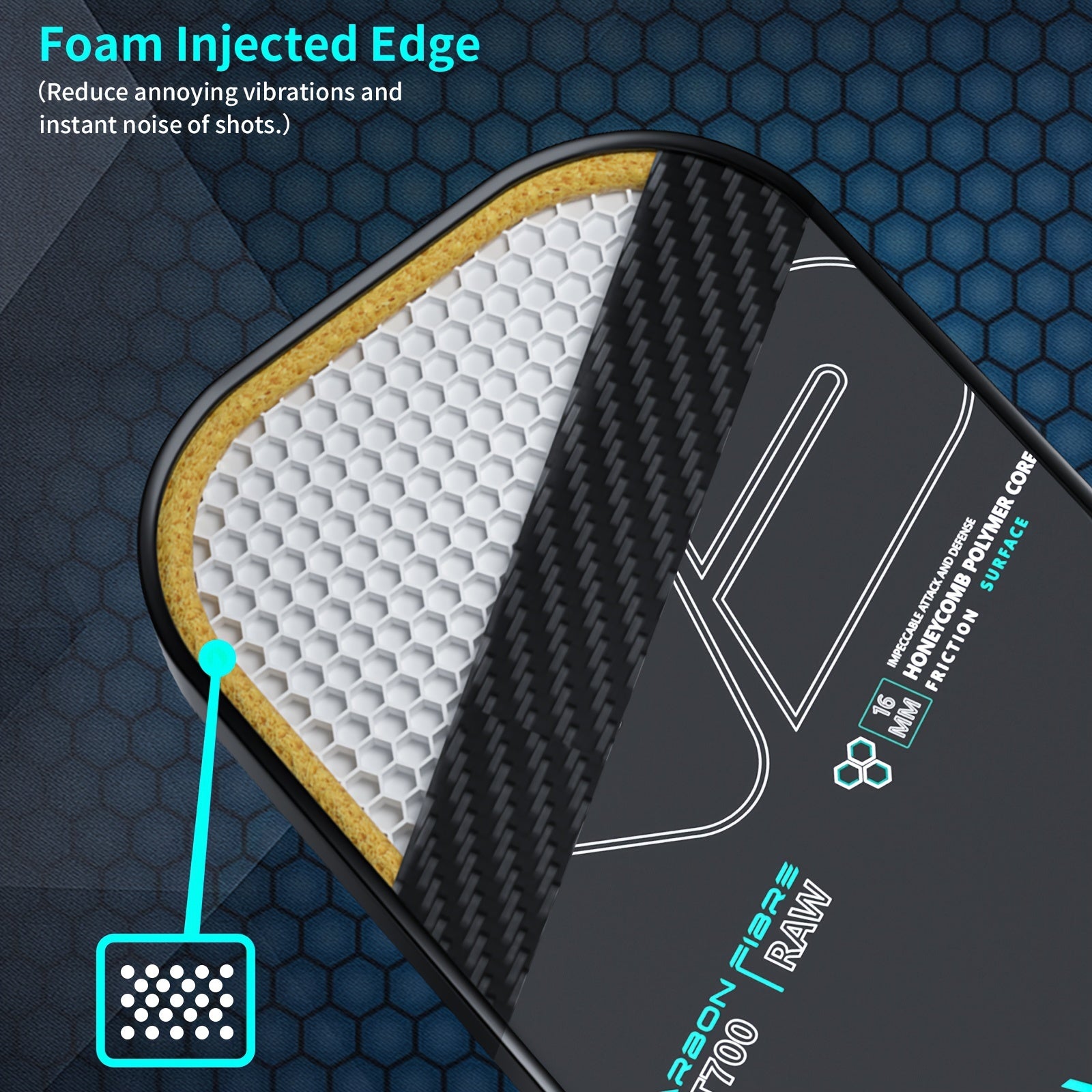 ThermoForce T700 Carbon Fiber 16mm Pickleball Paddle PP Honeycomb Core | Evo