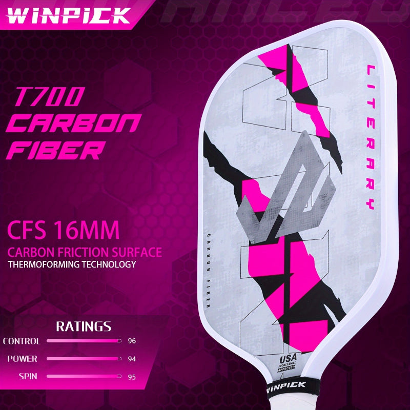 ThermoForce T700 Carbon Fiber 16mm Pickleball Paddle PP Honeycomb Core | Literary Fuchsia