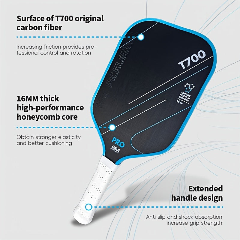 ThermoForce T700 Carbon Fiber 16mm Pickleball Paddle PP Honeycomb Core | Ionix