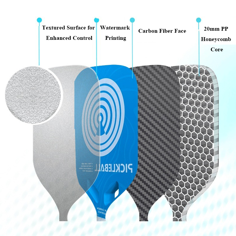 ThermoForce T300 Carbon Fiber 20mm Pickleball Paddle PP Honeycomb Core | Aqua Bullseye