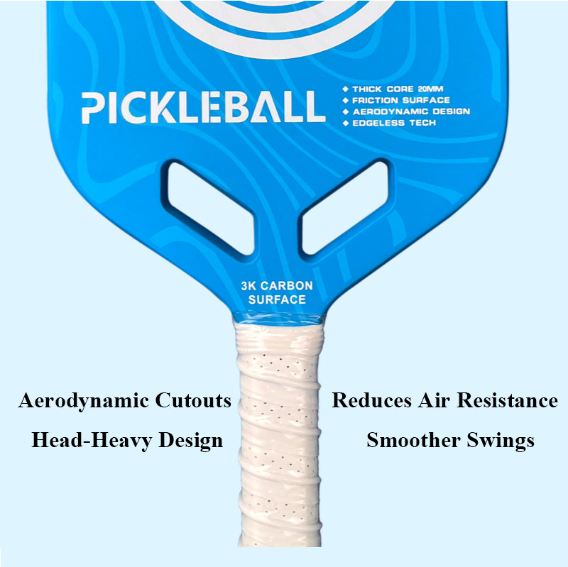 ThermoForce T300 Carbon Fiber 20mm Pickleball Paddle PP Honeycomb Core | Aqua Bullseye