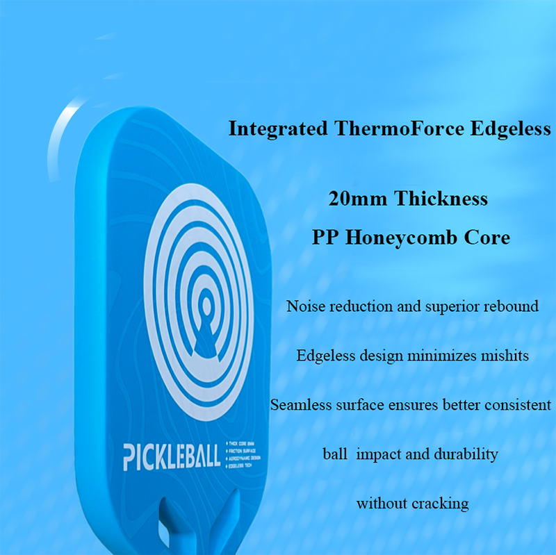 ThermoForce T300 Carbon Fiber 20mm Pickleball Paddle PP Honeycomb Core | Aqua Bullseye