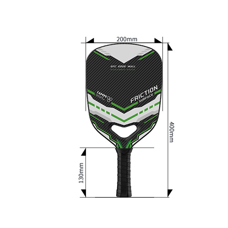 ThermoForce T300 Carbon Fiber 3K Textured 14mm Pickleball Paddle PP Honeycomb Core | Green Viper