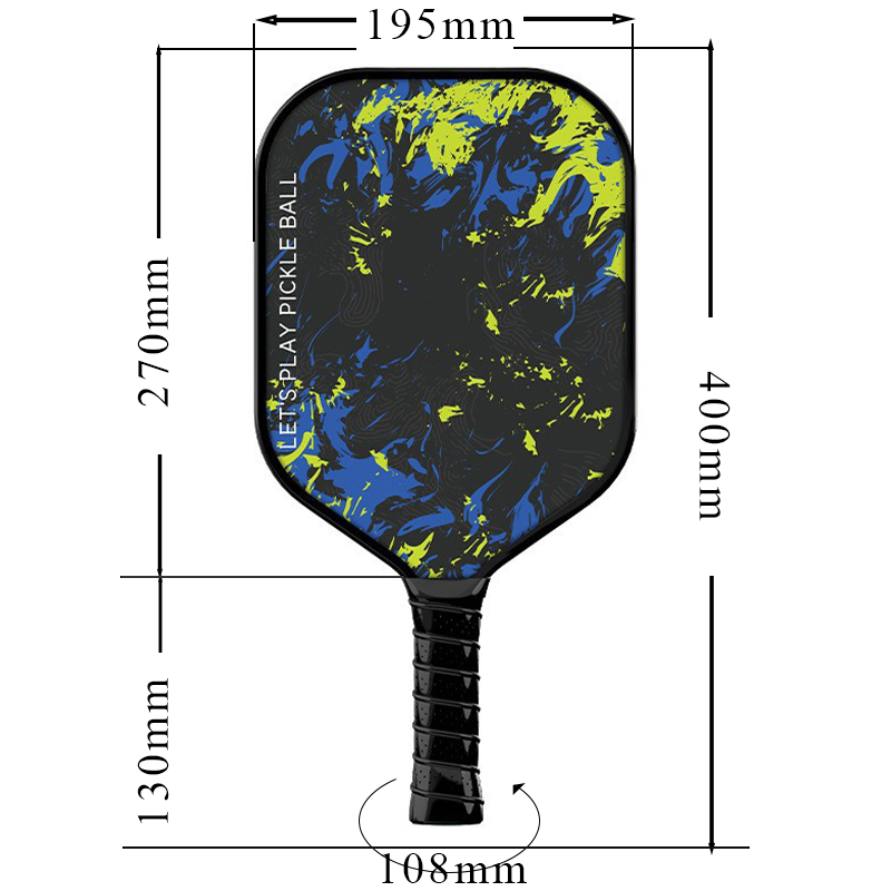 CoolGrip T300 Carbon Fiber 16mm Pickleball Paddle PP Honeycomb Core | Neon Swirl